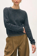 Load image into Gallery viewer, White &amp; Warren Cashmere Textured Stripe Crew
