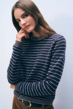 Load image into Gallery viewer, White &amp; Warren Cashmere Textured Stripe Crew
