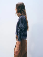 Load image into Gallery viewer, White &amp; Warren Cashmere Textured Stripe Crew
