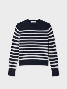 White & Warren Cashmere Striped Crewneck
