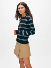 Load image into Gallery viewer, White &amp; Warren Fine Cotton Boucle Stripe Crewneck
