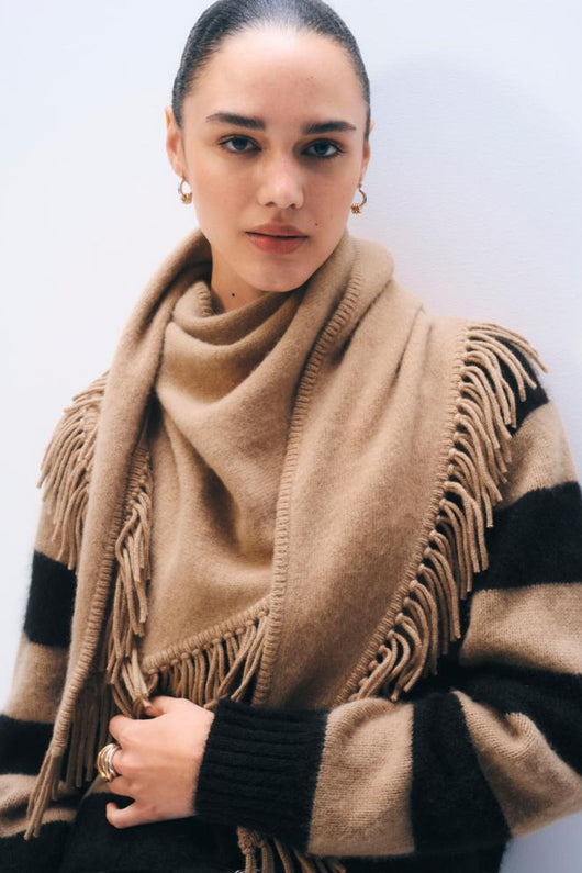 White & Warren Brushed Cashmere Fringe Scarf