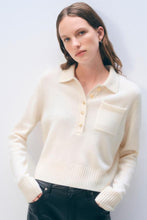 Load image into Gallery viewer, White &amp; Warren Cashmere Gold Button Polo
