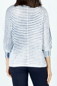 Elliott Lauren Blue Skies Stripe V Neck Sweater