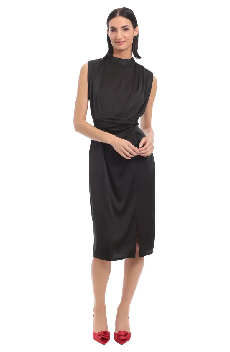 Donna morgan knot front crepe midi dress hot sale