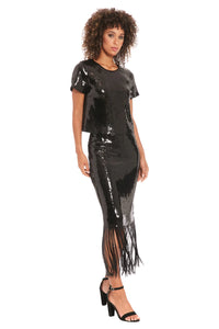 Muse Chelsea Sequin Fringe Skirt