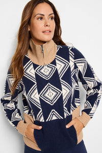 Nic + Zoe Double Diamond Half Zip