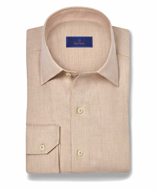David Donahue Solid Twill Sport Shirt