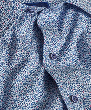 Load image into Gallery viewer, David Donahue Blue &amp; Berry Micro Floral Print Short Sleeve Shirt
