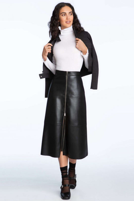 Elliott Lauren Vegan Leather Zip Front Skirt