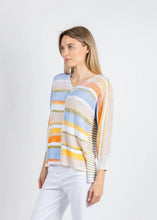 Load image into Gallery viewer, Elliott Lauren Blocked Off Painted Stripe V Neck Sweater
