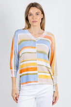 Load image into Gallery viewer, Elliott Lauren Blocked Off Painted Stripe V Neck Sweater
