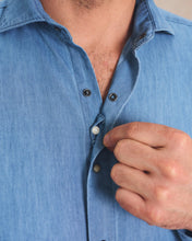 Load image into Gallery viewer, Johnnie-O Chambray Snap Denim Shirt
