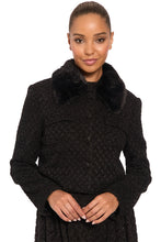 Load image into Gallery viewer, Maggy London Embellished Mid Length Coat with Removable Faux Fur Coat
