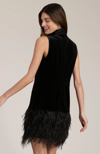 Tyler Boe Victoria Velvet Dress w Feather Trim