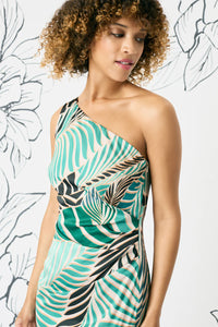 Maggy London Palm Print One Shoulder Dress