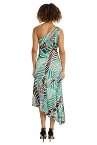 Maggy London Palm Print One Shoulder Dress