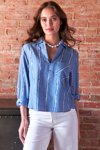 Finley Ethnic Stripe Joni Popover Shirt