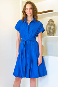 Finley Libby Typewriter Cloth Bubble Dress Royal Blue / XS