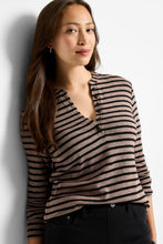 Load image into Gallery viewer, Nic + Zoe Striped Long Sleeve Henley Tee
