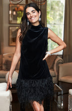 Load image into Gallery viewer, Tyler Boe Victoria Velvet Dress w Feather Trim
