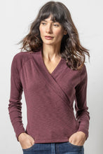 Load image into Gallery viewer, Lilla P Shawl Collar Faux Wrap Top
