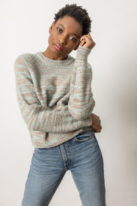 Lilla P Space Dyed Ribbed Neck Raglan Sweater