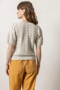 Lilla P Flecked Slub Short Sleeve Crewneck Sweater