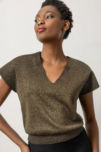 Lilla P Metallic V Neck Sweater