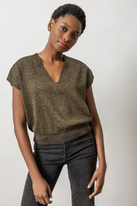 Lilla P Metallic V Neck Sweater