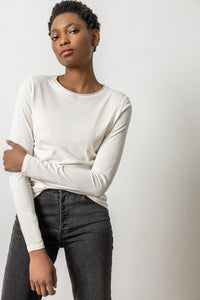 Lilla P Long Sleeve Rolled Edge Crewneck