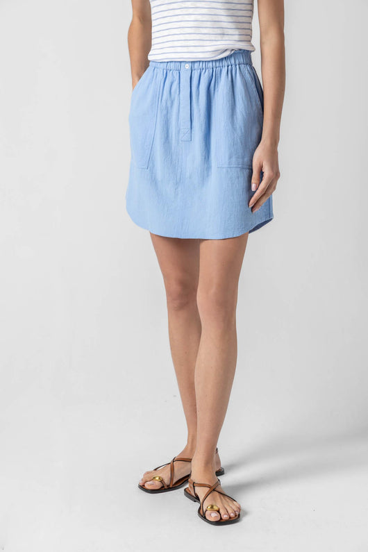 Lilla P Air Textured Cotton Round Hem Skirt