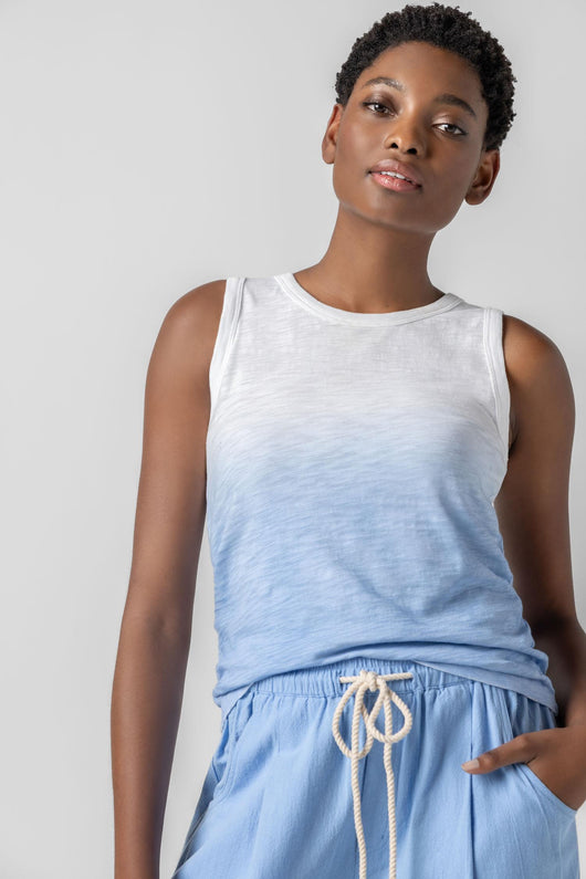 Lilla P Ombre Loose Knit Slub Back Seam Tank