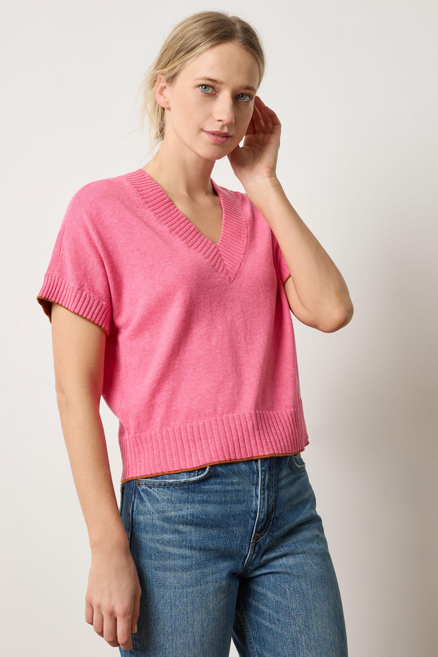 (取寄) リラ P レディース メタリック V-ネック セーター Lilla P women llic V-Neck Sweater Black Sparkle Short Sleeve V-Neck Sweater – Lilla P
