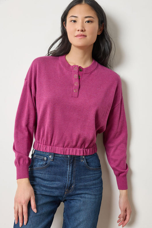Lilla P Elastic Waist Henley Sweater