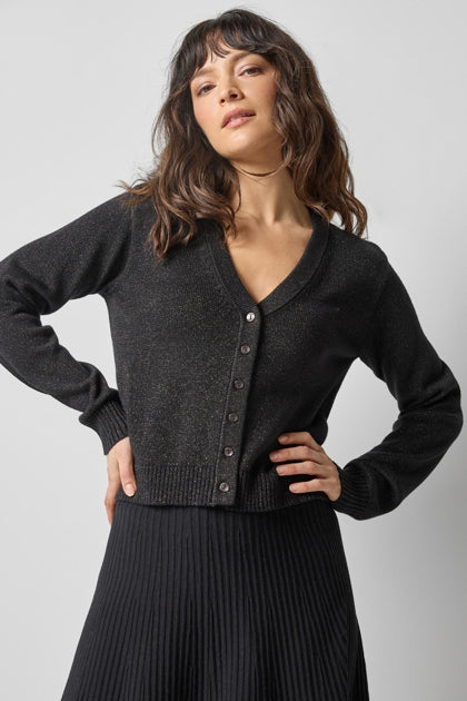 Lilla P V Neck Sparkle Cardigan