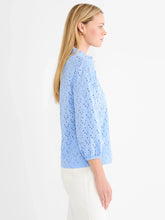 Load image into Gallery viewer, Nic + Zoe Knit Eyelet Ruffle Neck Top
