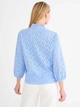 Load image into Gallery viewer, Nic + Zoe Knit Eyelet Ruffle Neck Top
