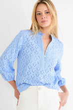 Load image into Gallery viewer, Nic + Zoe Knit Eyelet Ruffle Neck Top
