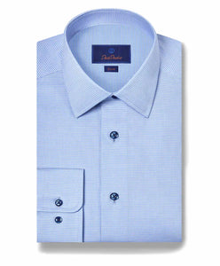 David Donahue Trim Fit Printed Stretch Twill Dress Shirt - Blue David Donahue Trim Fit Printed Stretch Twill Dress Shirt - Blue