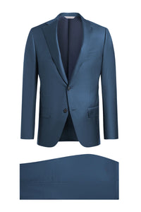 Samuelsohn Navy Super 130s Milano Sharkskin Suit