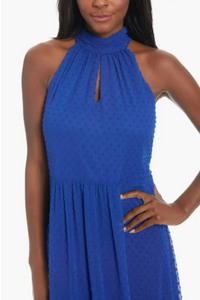 Maggy London Swiss Dot Keyhole Halter Dress