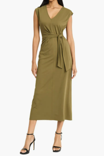 Donna Morgan Women's Cap Sleeve Midi Dress - Green - Size 10 - Olive Green Donna Morgan Women's Cap Sleeve Midi Dress - Green - Size 10 - Olive Green