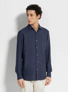 Zegna Solid Cashco Long Sleeves Shirt