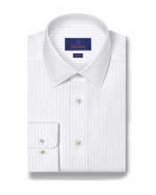 Load image into Gallery viewer, David Donahue Broken Stripe Dress Shirt
