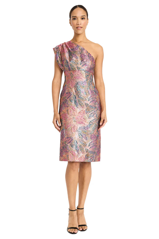 Maggy London One Shoulder Brocade Dress