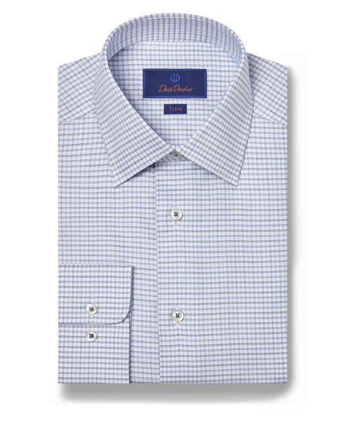 David Donahue Mini Check Dress Shirt