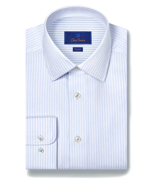David Donahue Herringbone Stripe Dress Shirt