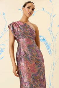 Maggy London One Shoulder Brocade Dress