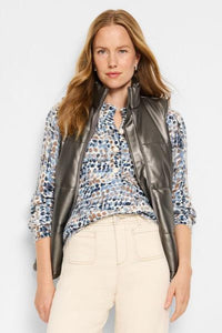 Nic + Zoe Metallic Faux Leather Puffer Vest